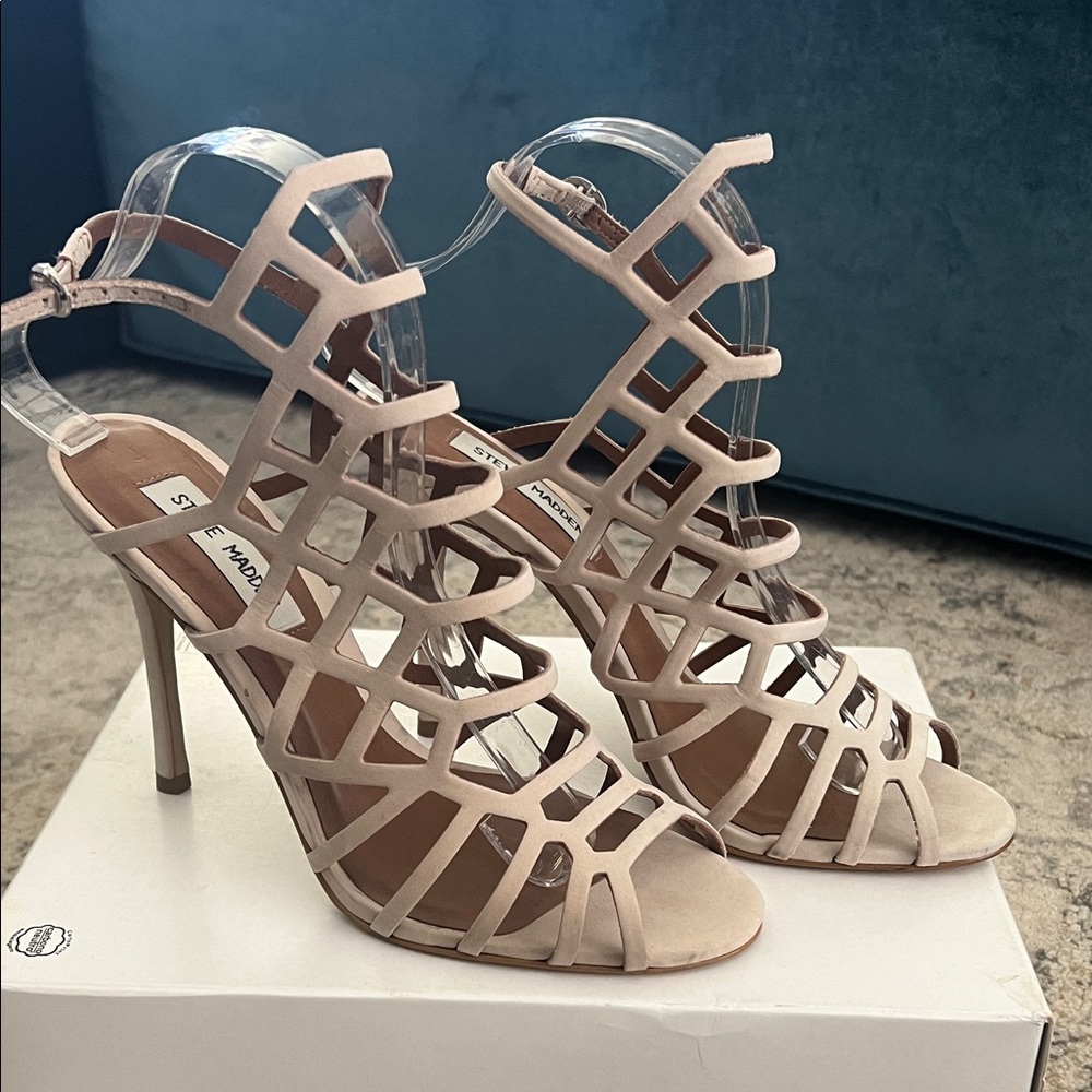 Steve Madden Nude Cage Strappy High Heels